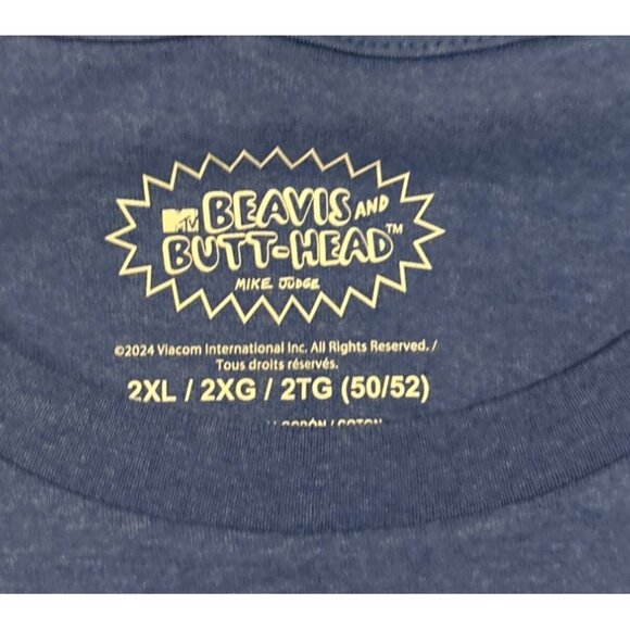 MTV Beavis And Butt-Head 2XL Patriotic T-Shirt 100% Cotton Blue Short Sleeve - Picture 3 of 5